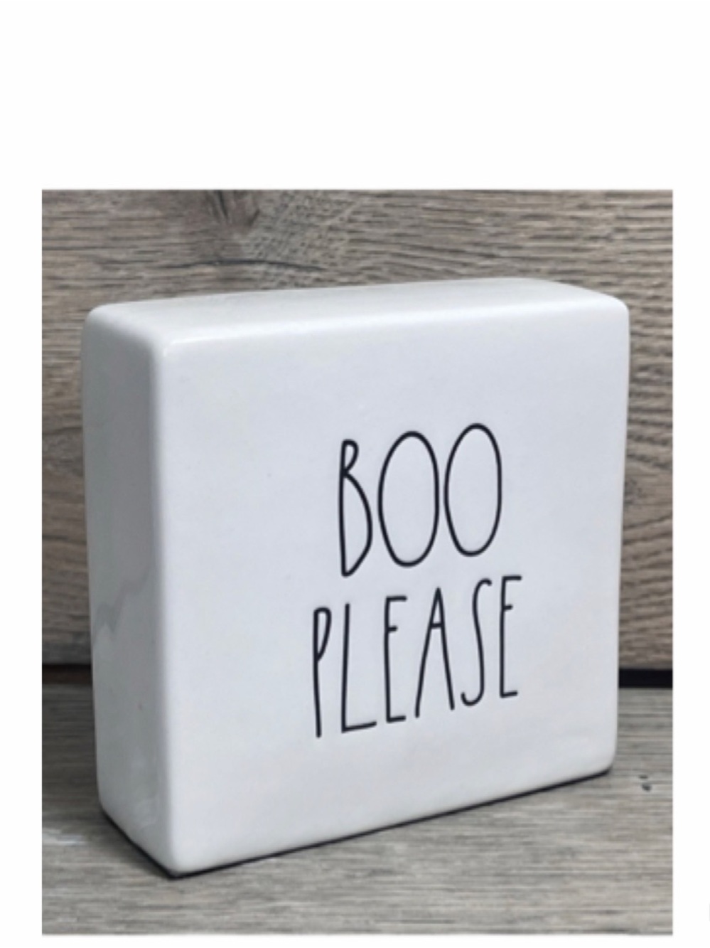 NEW Rae Dunn Halloween Double-sided Ceramic Block Boo Please With Ghosts 👻